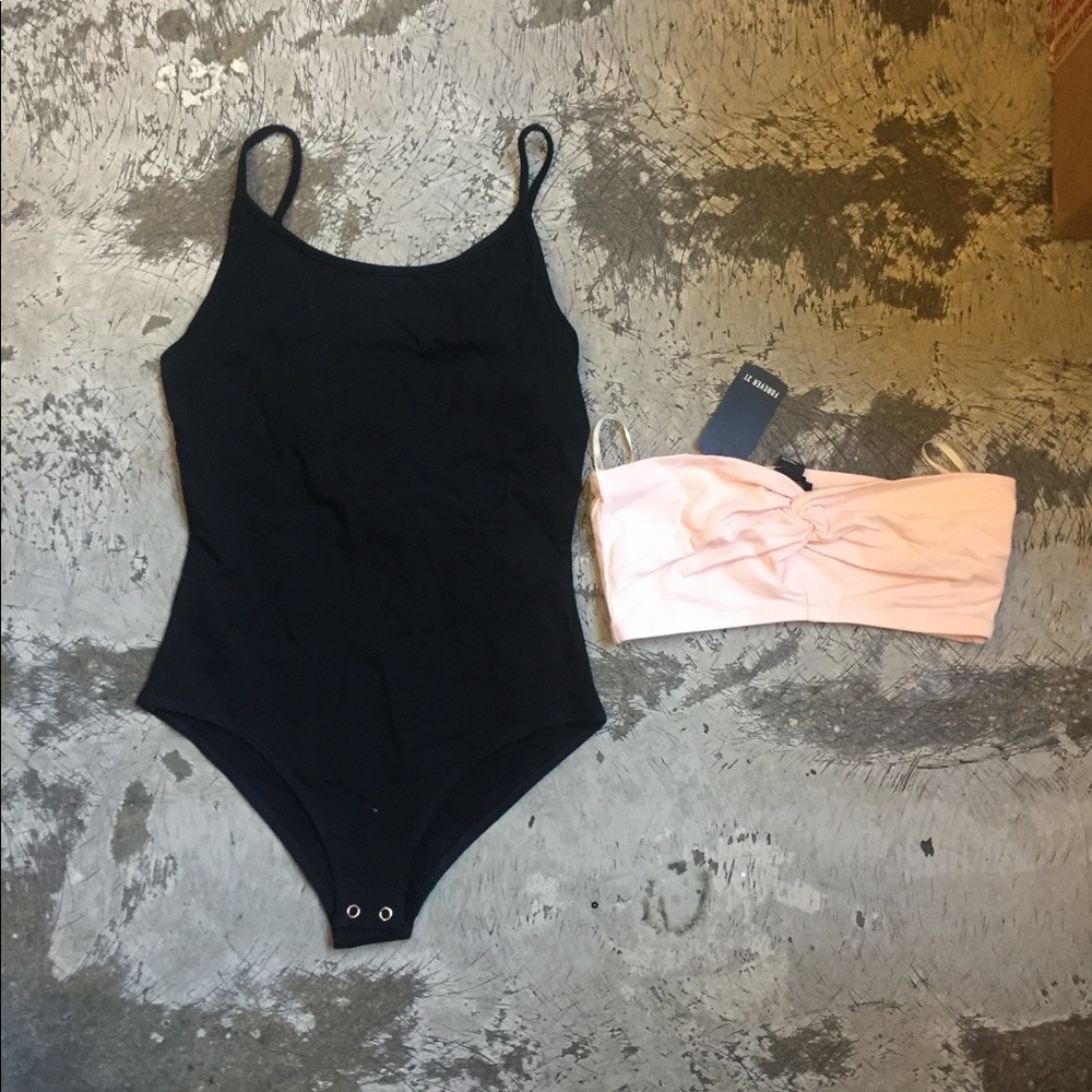 Forever 21, both size S, Bodysuit and bandeau top